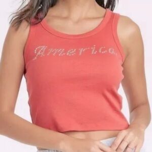 3/$13 Grayson Threads- Size Med Crop Coral/Orangey Graphic Tank Top